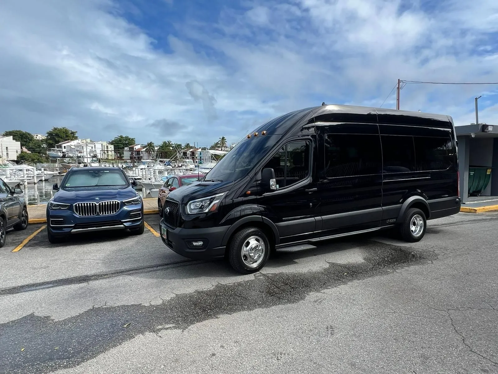 Private passenger van for airport transfers, parked at Marina Puerto del Rey, Fajardo, Puerto Rico